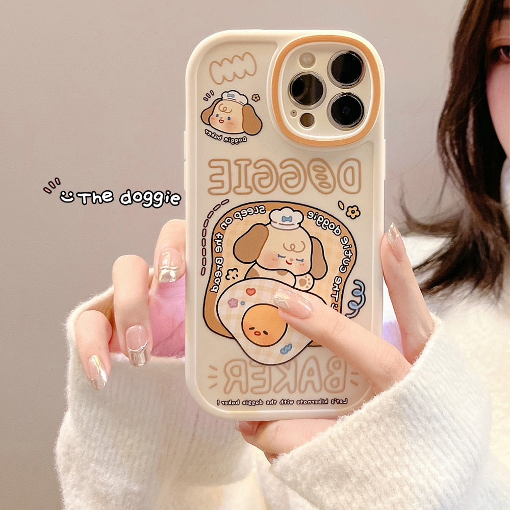 Retro puppy dream cooking Kawaii Shockproof Phone Case For iPhone 14 Plus 14 13 12 11 Pro Max Xr Xs Max 7 8 Plus case Cute cover