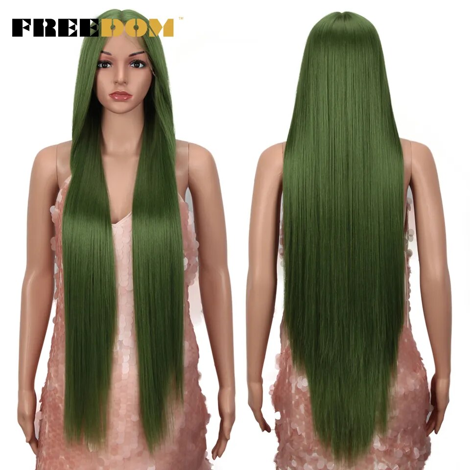 Synthetic Lace Wig 38 Inch Deep Part Long Straight Wig Ombre Pink Cosplay Wigs Synthetic Lace Front Wigs For Black Women