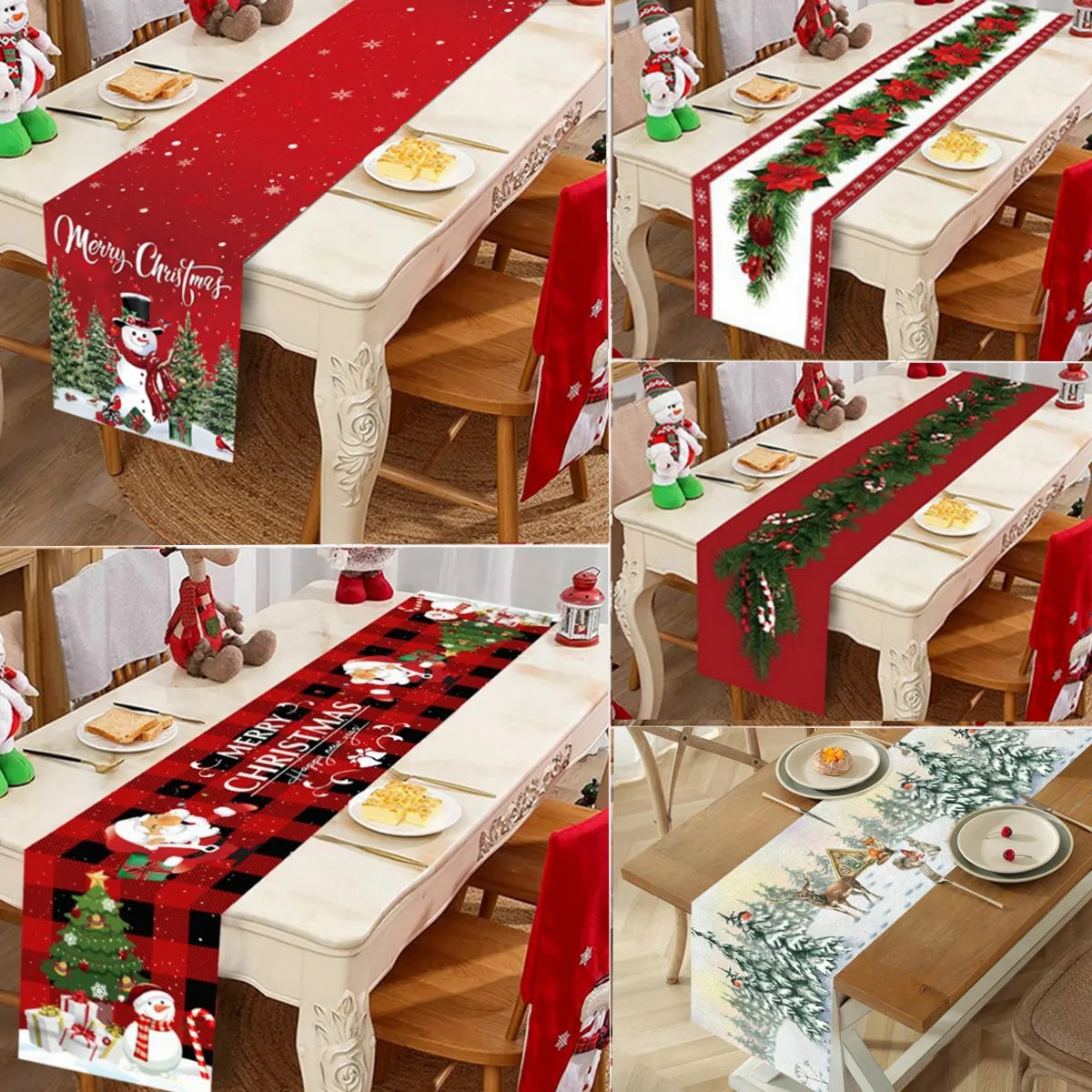 Christmas Table Runner Merry Christmas Decoration for Home Xmas Party Decor Navidad Notal Noel Ornament Happy New Year