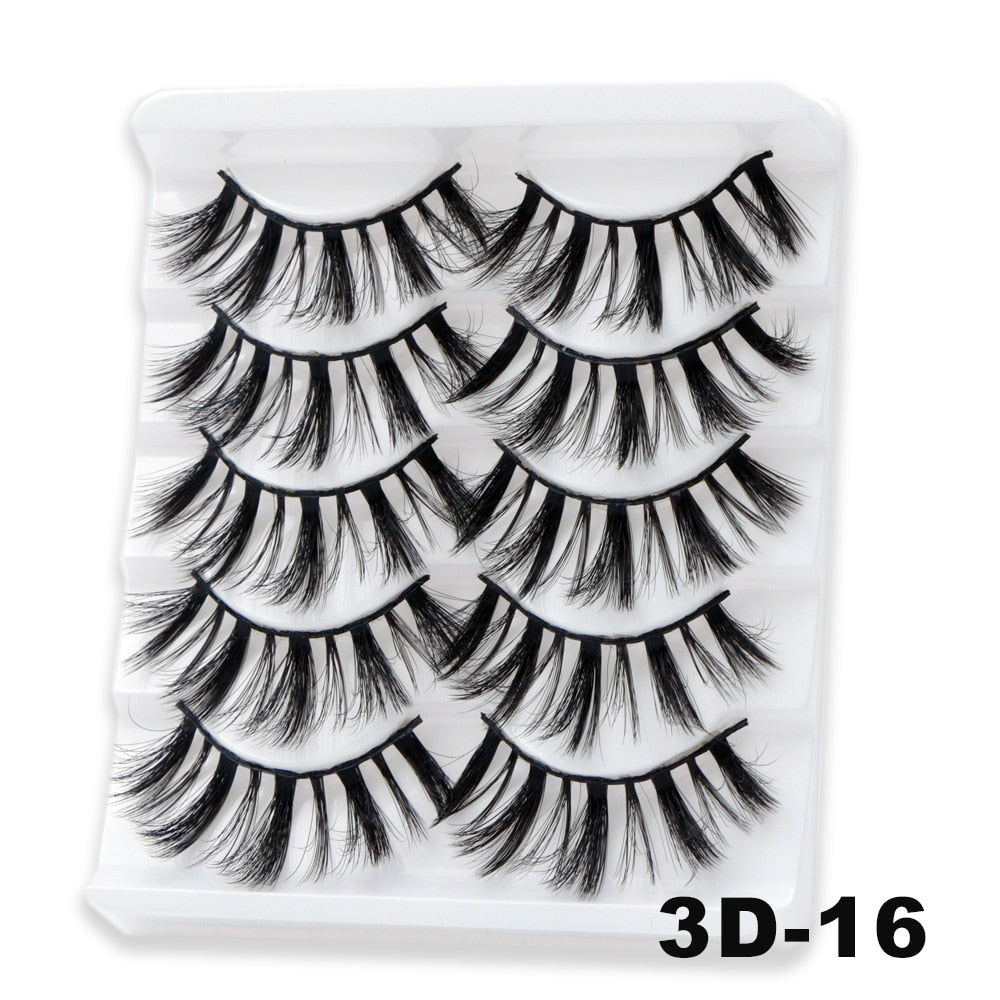 5/10/14Pairs Natural False Eyelashes Dramatic 3D Mink Lashes HandMade Fake Eyelash Extension Reusable Makeup Tool