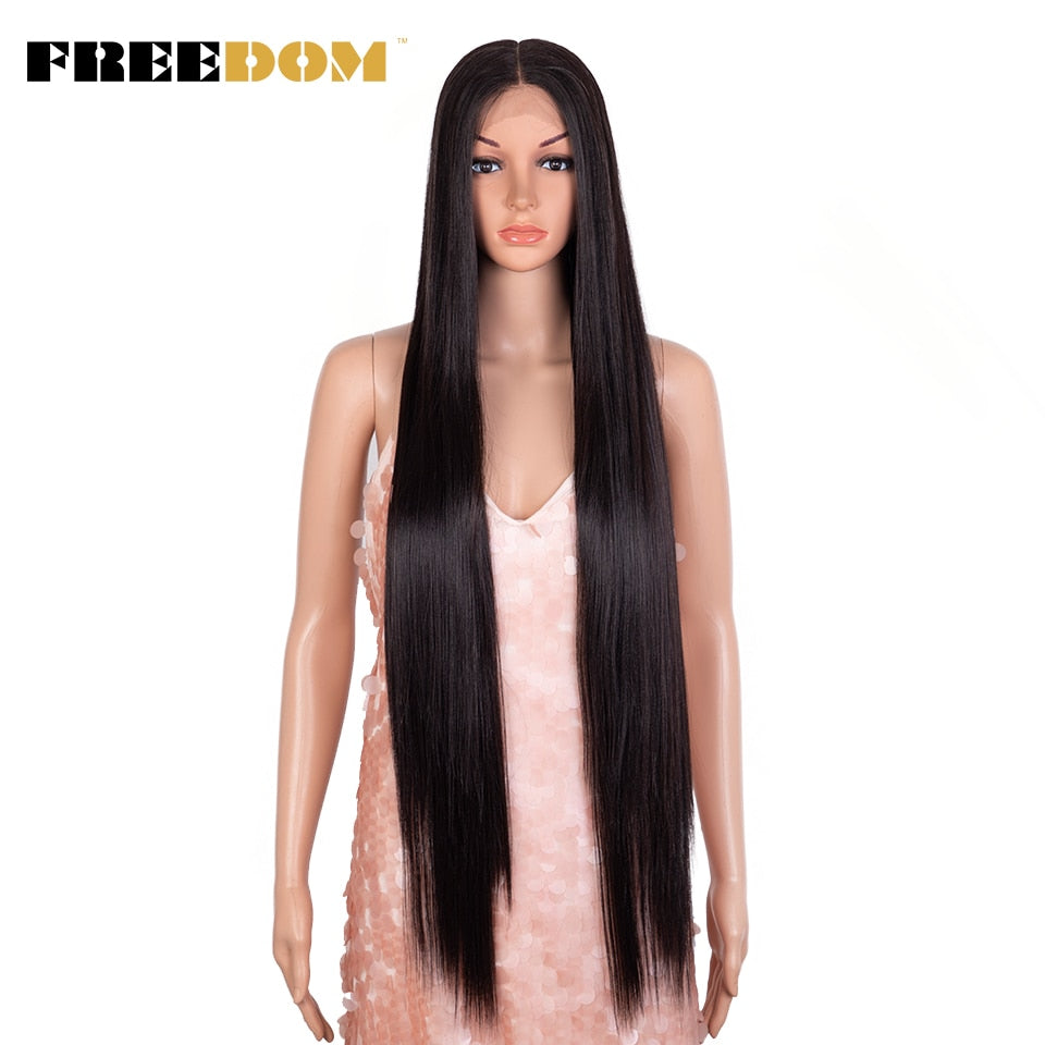 Synthetic Lace Wig 38 Inch Deep Part Long Straight Wig Ombre Pink Cosplay Wigs Synthetic Lace Front Wigs For Black Women