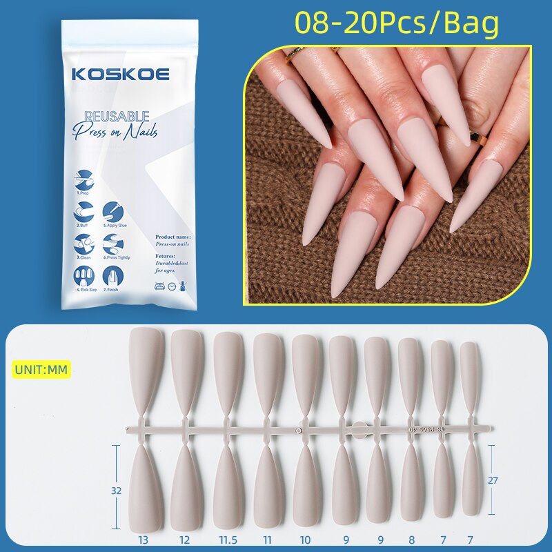 Matte False Nail Tips Solid Color Matte Super Long Coffin False Nail Ballet Press on Nails Tips