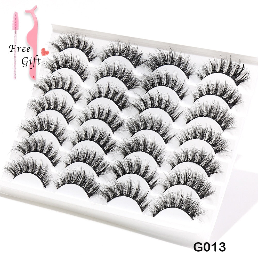 5/10/14Pairs Natural False Eyelashes Dramatic 3D Mink Lashes HandMade Fake Eyelash Extension Reusable Makeup Tool