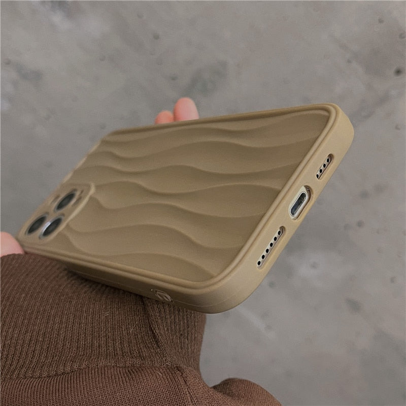 Retro Chocolate milk Coffee Water Ripple wave line art Phone case For iPhone 14 13 11 12 Pro Max 14 Plus case Cute simple Cover