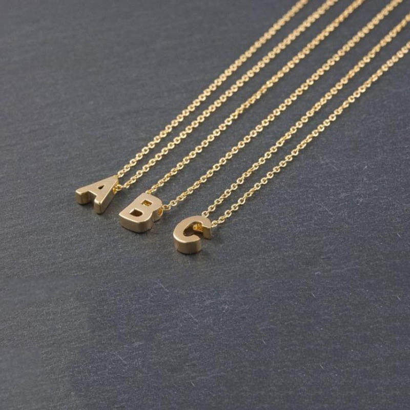 Necklaces for Women Chain Initial Charms Necklace Pendant Metal Letters for Jewelry Cut Letters Single Name Necklaces