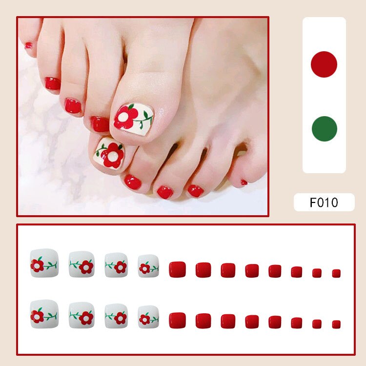 24pcs detachable fake toe nails Shiny fragment Jade foot nail stickers full cover white toe nail tips short press on toe nails