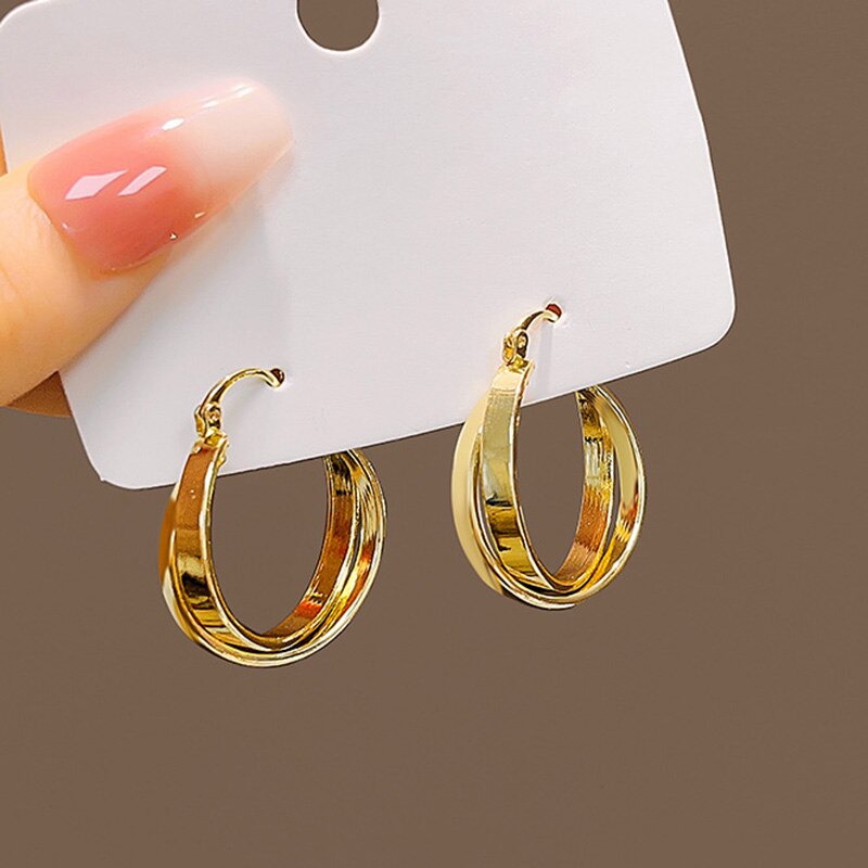 Korean Zircon Multi-layer Geometric Earrings for Women Temperament Drop Crystal Earings Party Jewelry