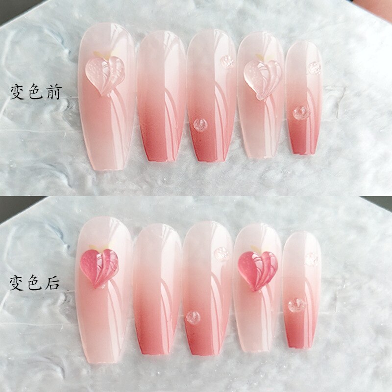 24Pcs/Set Press on Fake Nails Full Cover Artificial Nail long Simple Nail Beauty Tips Naked Pink French White Side False Nails