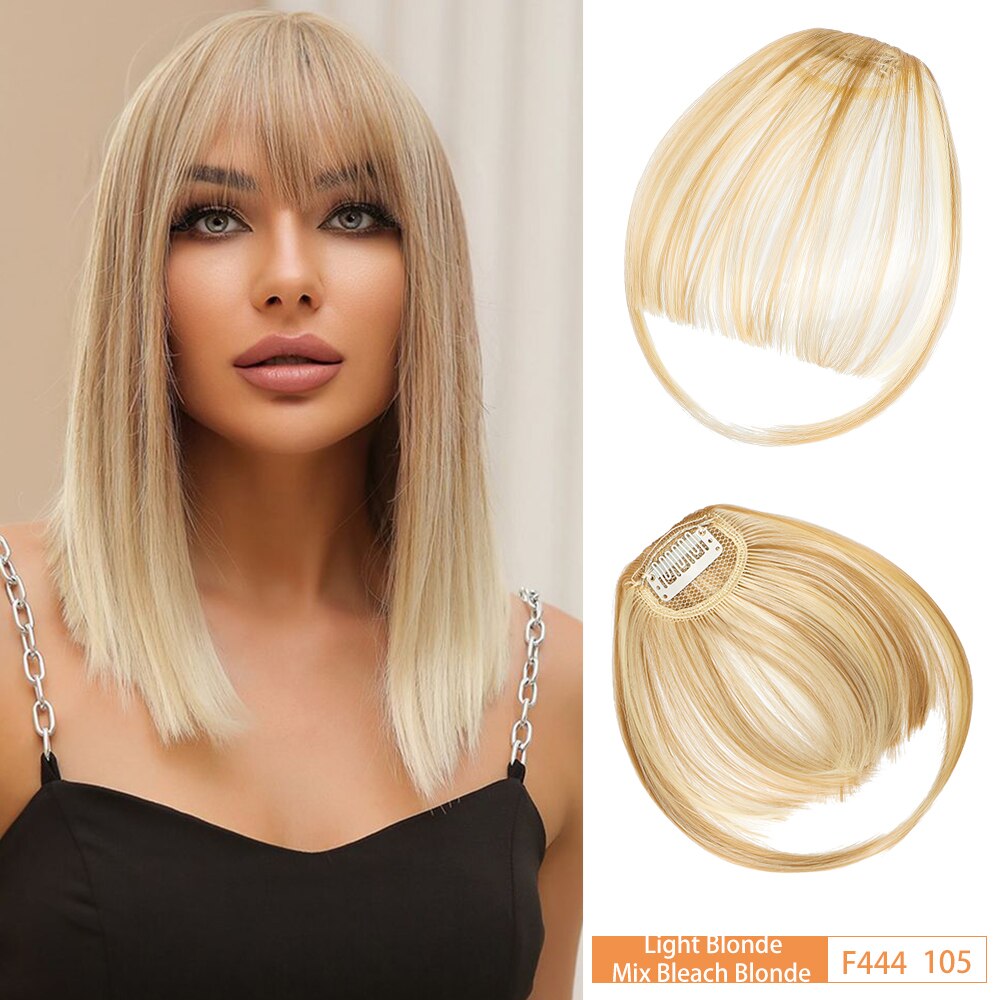 False Bangs Synthetic Hair Extension Fake Fringe Natural hair clip on bangs Light Brown wigs