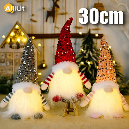 30cm Christmas Doll Elf Gnome with Led Light Christmas Decorations for Home Xmas Navidad New Year