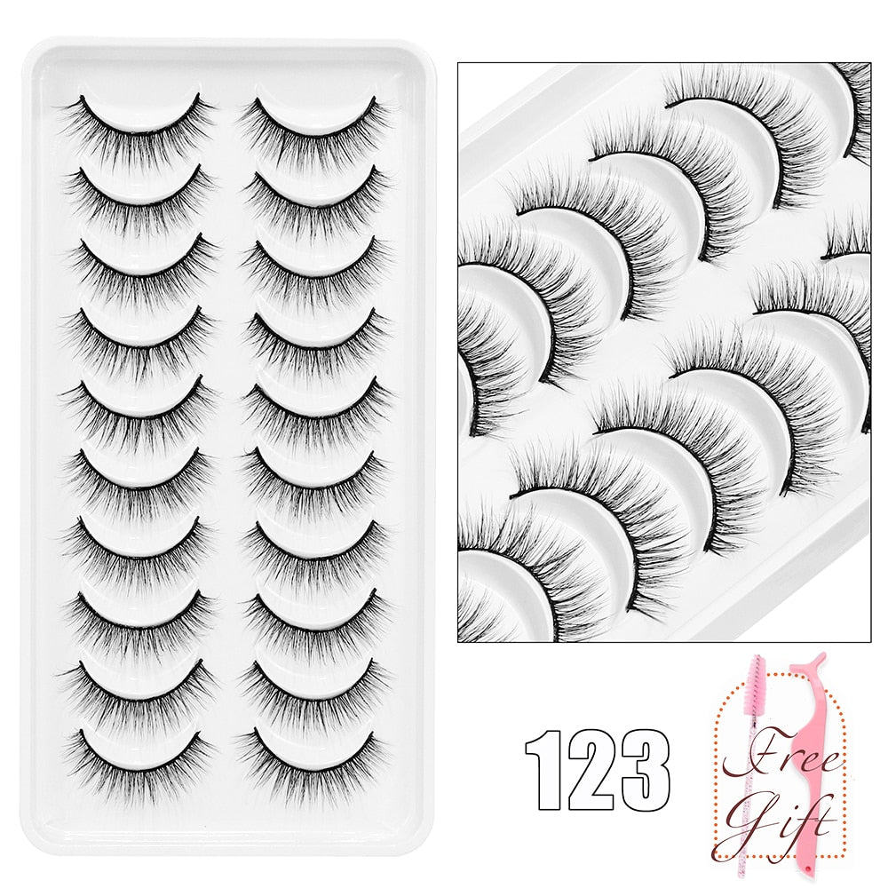 5/10/14Pairs Natural False Eyelashes Dramatic 3D Mink Lashes HandMade Fake Eyelash Extension Reusable Makeup Tool