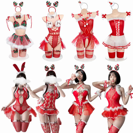 Xmas lingerie set Sexy underwear role-playing uniform tempts Christmas Cosplay Costumes Hot Babydoll Woman Exotic Lingerie Dress