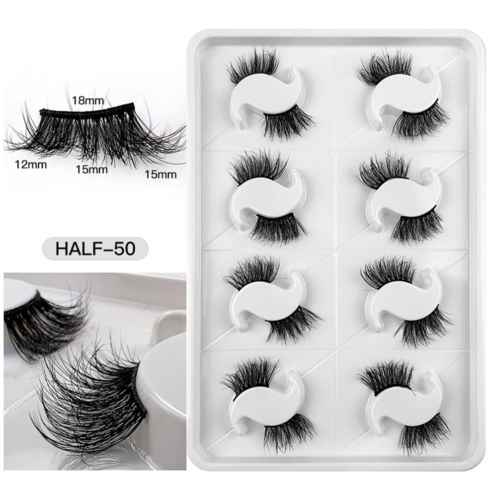 8 Pairs 3D Mink False Eyelashes Mixed Style 100% Mink Hair Wispies Criss-cross Fluffy Eyelashes Volume Handmade Cruelty-free