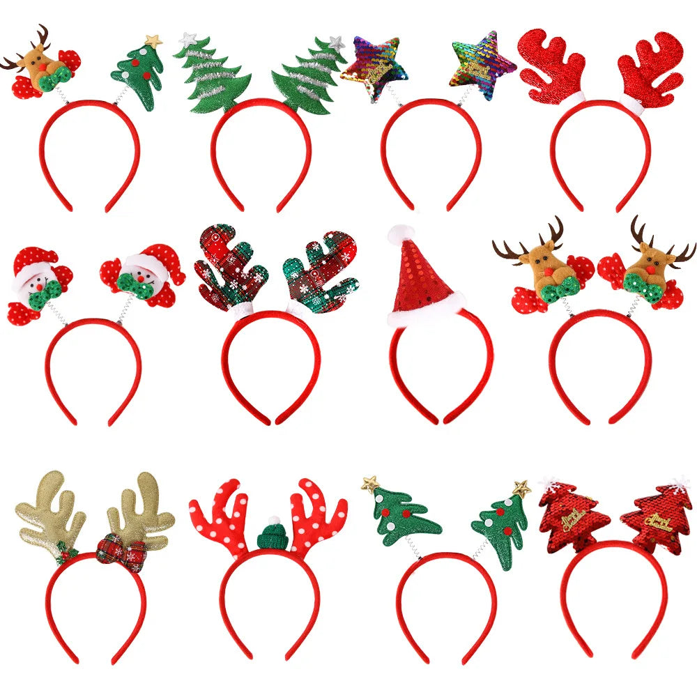 Merry Christmas Decorations For Home Elk Santa Claus Snowman Christmas Tree Headband Hair Accessories Xmas New Year Decor