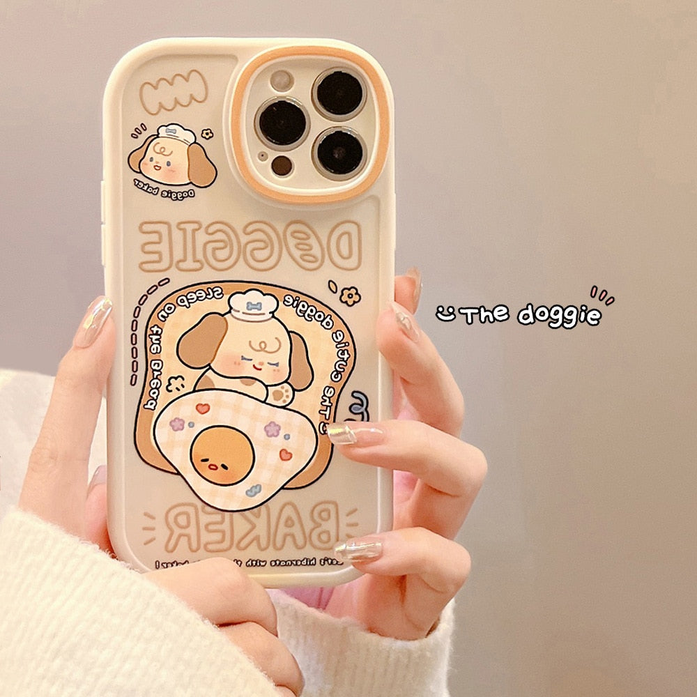 Retro puppy dream cooking Kawaii Shockproof Phone Case For iPhone 14 Plus 14 13 12 11 Pro Max Xr Xs Max 7 8 Plus case Cute cover