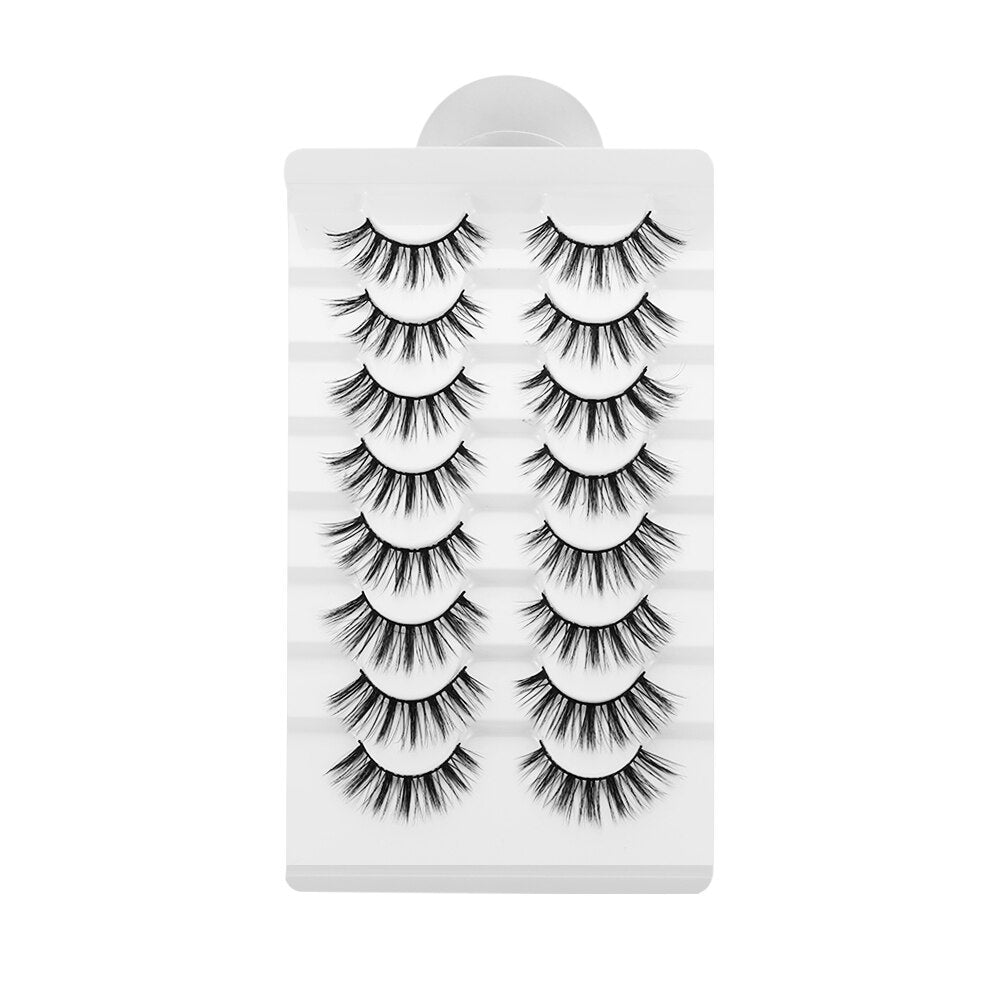 8 Pairs 3D Mink False Eyelashes Mixed Style 100% Mink Hair Wispies Criss-cross Fluffy Eyelashes Volume Handmade Cruelty-free