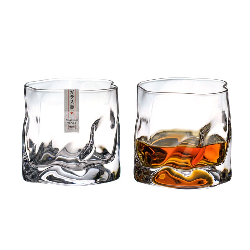 Japanese Edo Designer Crumple Paper Irregular Shape Crystal Faceted Der Whiskybecher Whisky Rock Glass Artwork Wine Cup