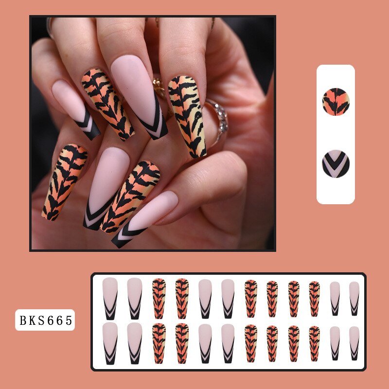 24Pcs/Box Sweet Long Round/Square Head False Nail Art Full Cover Detachable Artificial Y2k Fake Nails Ballerina Press on Nails