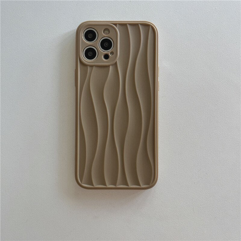 Retro Chocolate milk Coffee Water Ripple wave line art Phone case For iPhone 14 13 11 12 Pro Max 14 Plus case Cute simple Cover