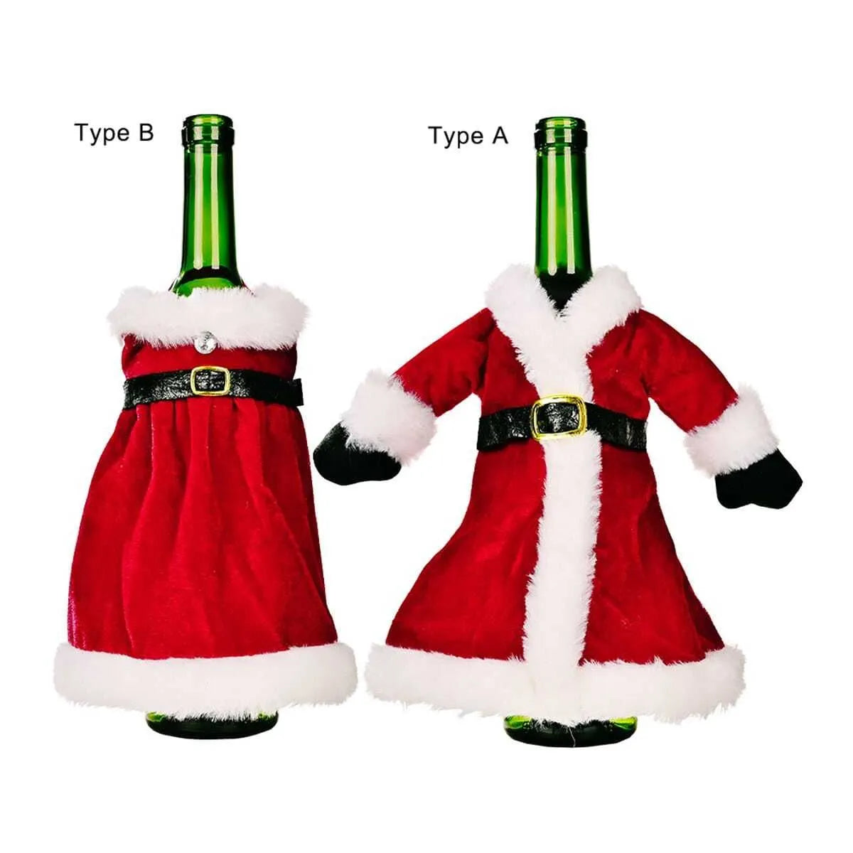 2pc Christmas Decorative Santa Claus Christmas Skirt Dress Wine Bottle Cover Snowman Gifts Christmas Table Decoration