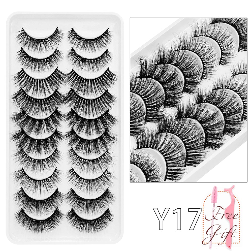 5/10/14Pairs Natural False Eyelashes Dramatic 3D Mink Lashes HandMade Fake Eyelash Extension Reusable Makeup Tool