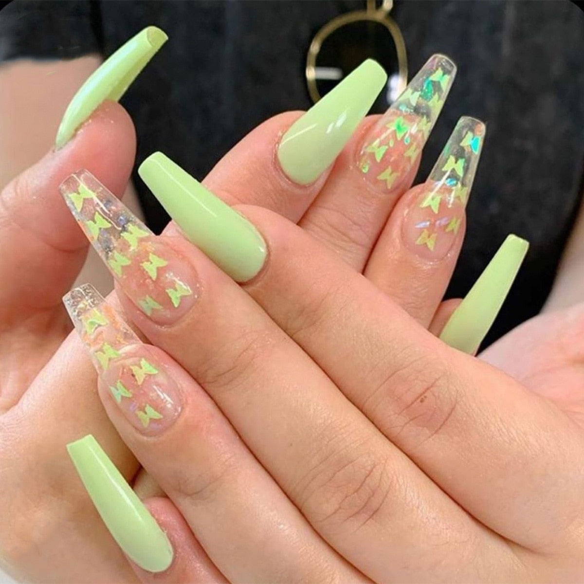 Fake Nails Heart Pattern Full Cover Fake Nails DIY Glue Press On Nails