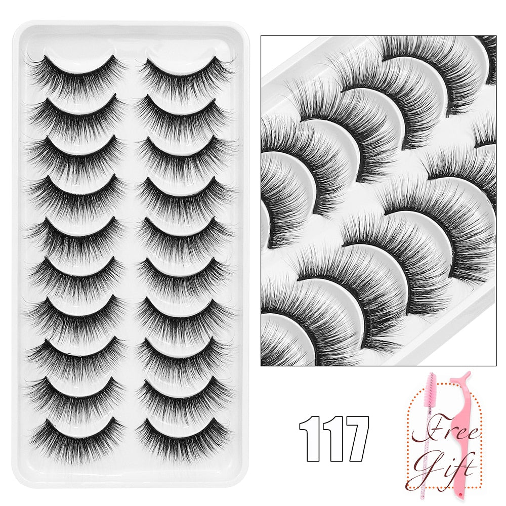 5/10/14Pairs Natural False Eyelashes Dramatic 3D Mink Lashes HandMade Fake Eyelash Extension Reusable Makeup Tool