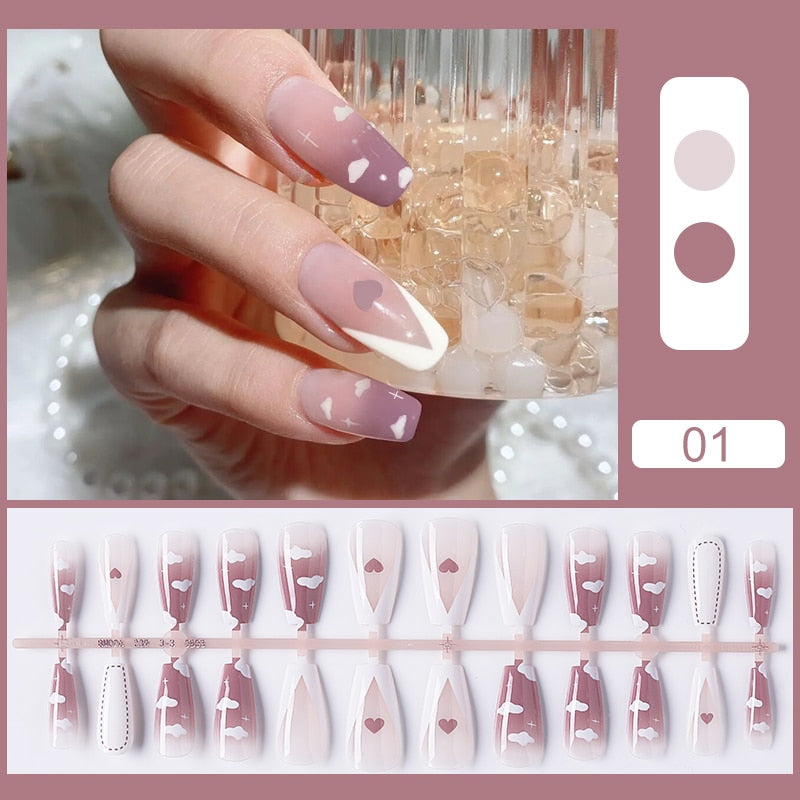 Matte False Nail Tips Solid Color Matte Super Long Coffin False Nail Ballet Press on Nails Tips