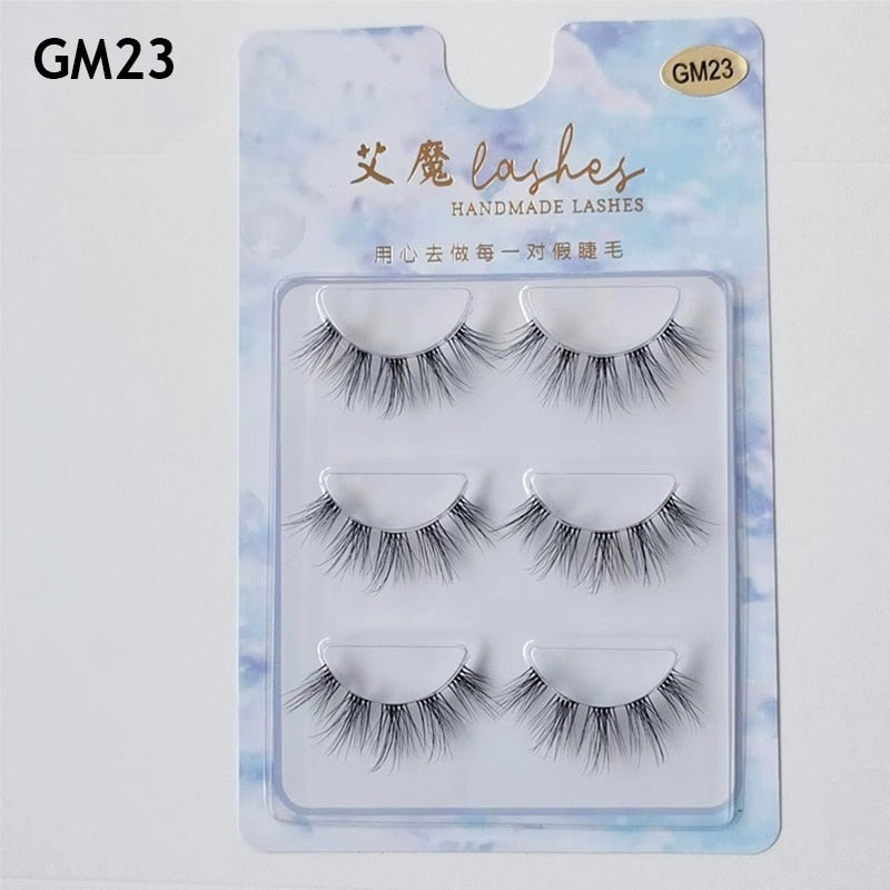 3pairs Mink Eyelashes Invisible Band Lash Extension Natural False Eyelashes Cross Cluster Fairy 3D Faux