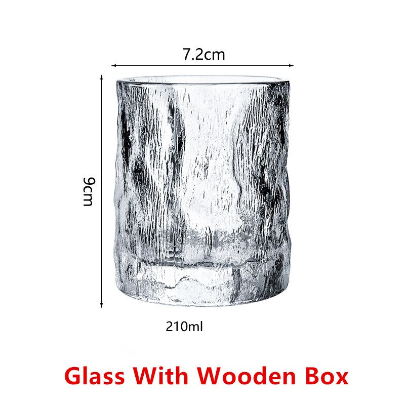 Japanese EDO First Snow Old Fashioned Glass Whiskey Cup Wood Box Whisky Thick Crystal Hammer Heavy Wine Tumbler Beer Mug