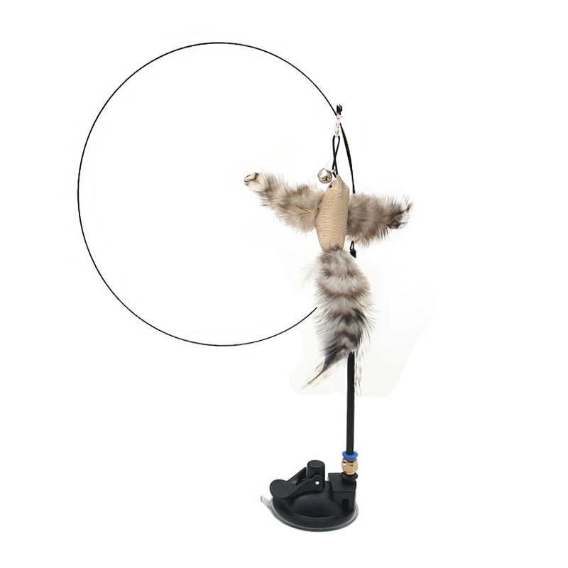 Simulation Bird interactive Cat Toy Funny Feather Bird with Bell Cat Stick Toy for Kitten Playing Teaser Wand Toy Cat Supplies