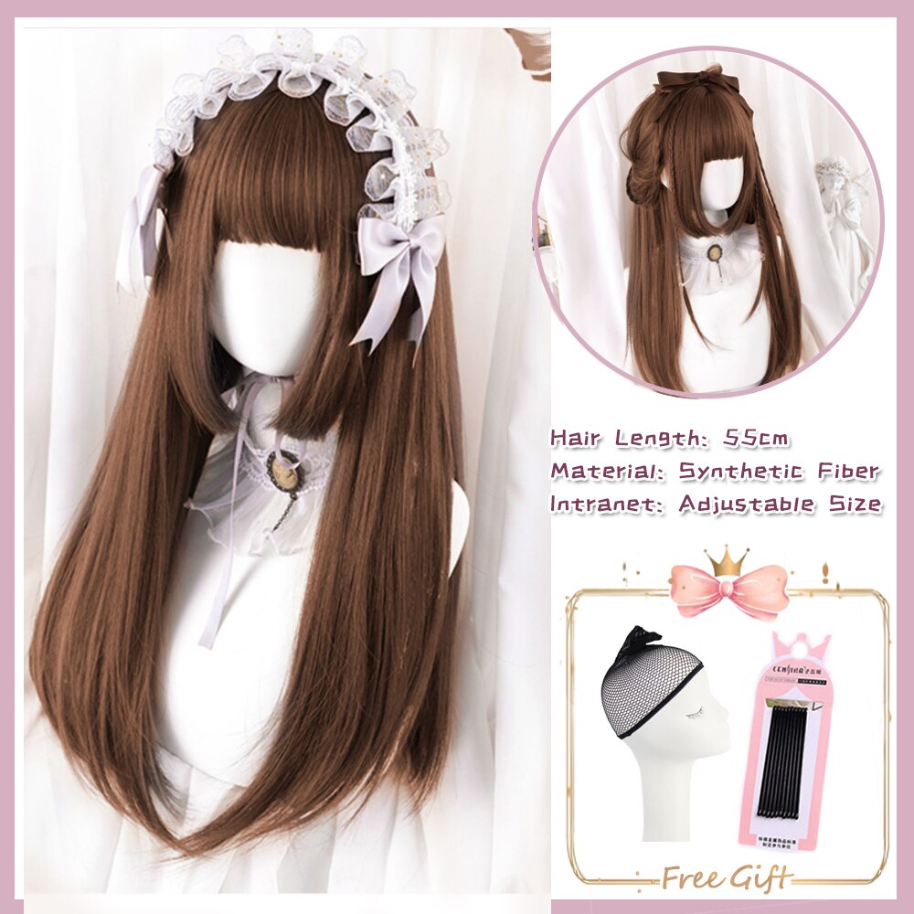 Cosplay Purple Blue High Gloss Bangs Synthetic Long Curly Hair Wig Lolita Women Heat-resistant Wig