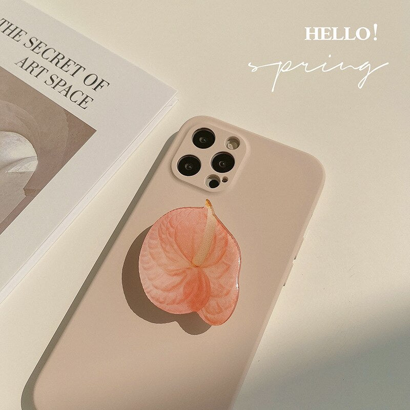 Retro kawaii Sweet fake flowers art Bracket Phone Case For iPhone 13 11 12 Pro Max Mini Xr Xs Max 7 8 Plus case Cute Soft Cover