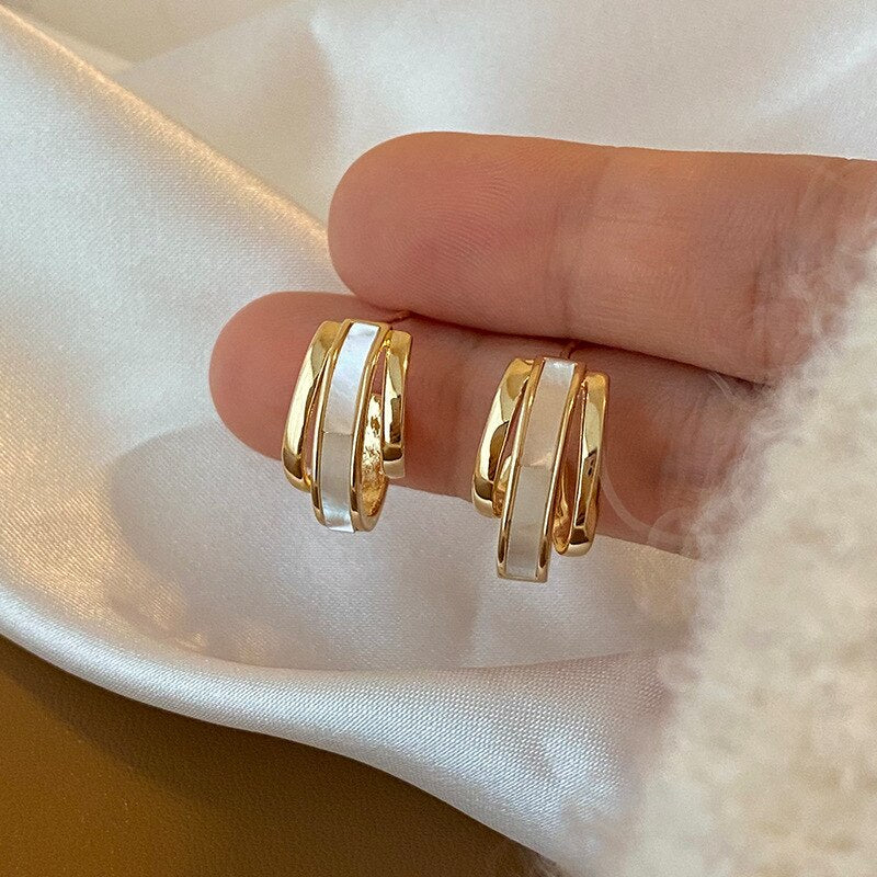 Gold Color Geometric Stud Earrings for Women Korean Fashion Women Earings Party Classic Jewelry