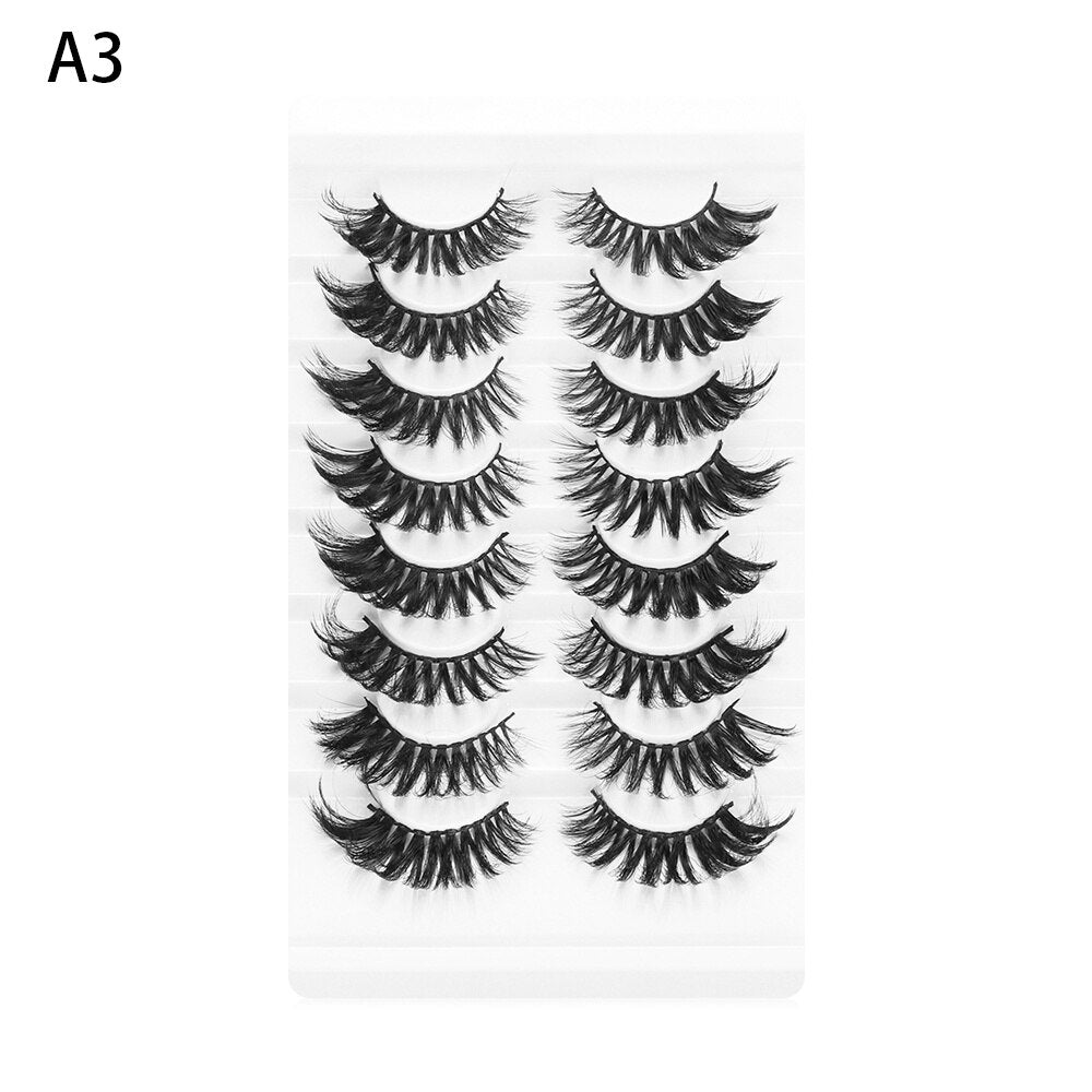 8 Pairs 3D Mink False Eyelashes Mixed Style 100% Mink Hair Wispies Criss-cross Fluffy Eyelashes Volume Handmade Cruelty-free