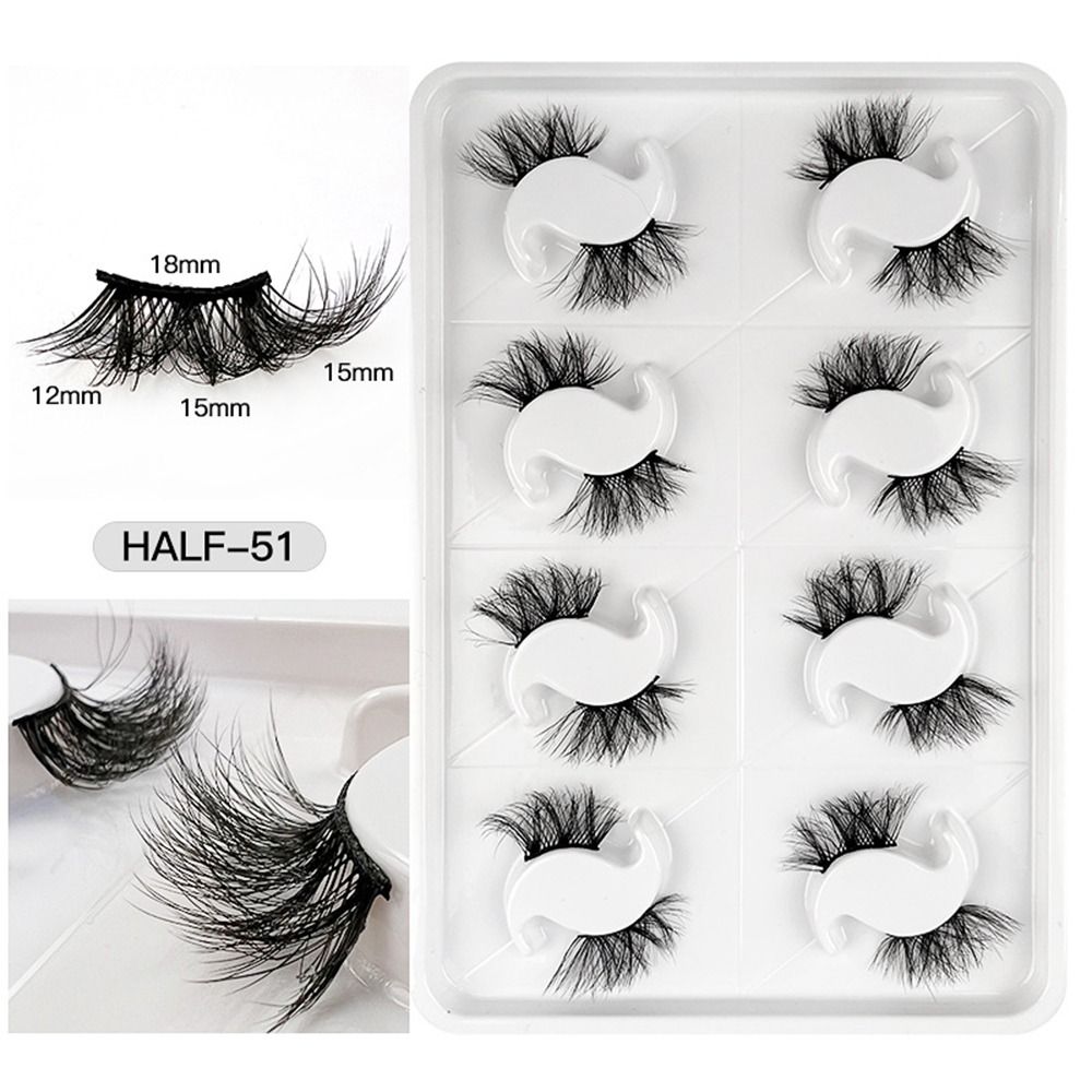 8 Pairs 3D Mink False Eyelashes Mixed Style 100% Mink Hair Wispies Criss-cross Fluffy Eyelashes Volume Handmade Cruelty-free