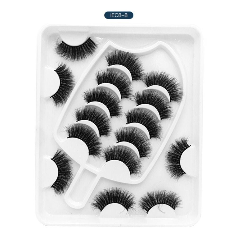 8 Pairs 3D Mink False Eyelashes Mixed Style 100% Mink Hair Wispies Criss-cross Fluffy Eyelashes Volume Handmade Cruelty-free