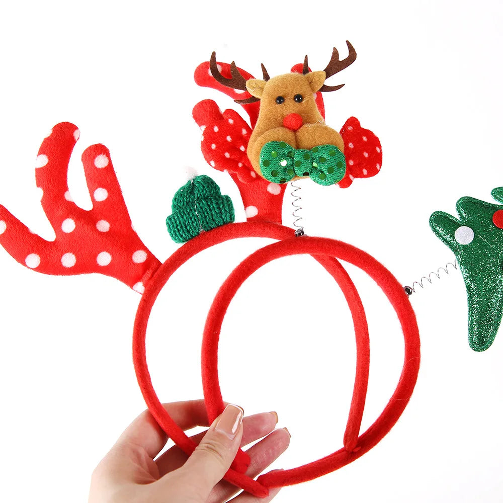 Merry Christmas Decorations For Home Elk Santa Claus Snowman Christmas Tree Headband Hair Accessories Xmas New Year Decor