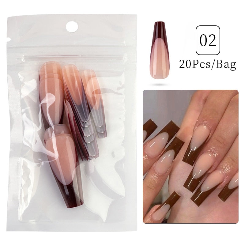 Matte False Nail Tips Solid Color Matte Super Long Coffin False Nail Ballet Press on Nails Tips