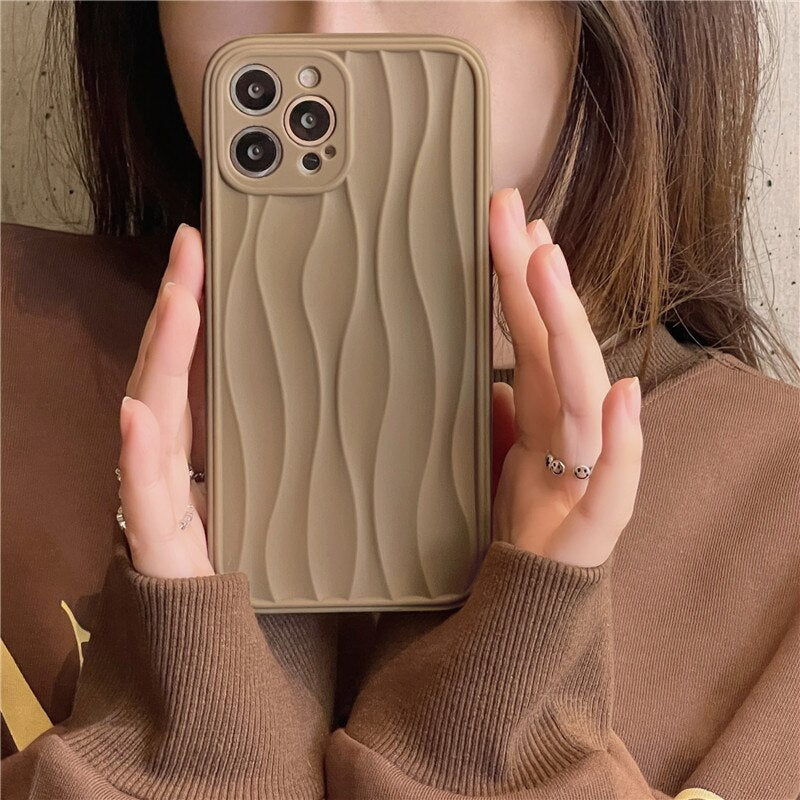 Retro Chocolate milk Coffee Water Ripple wave line art Phone case For iPhone 14 13 11 12 Pro Max 14 Plus case Cute simple Cover