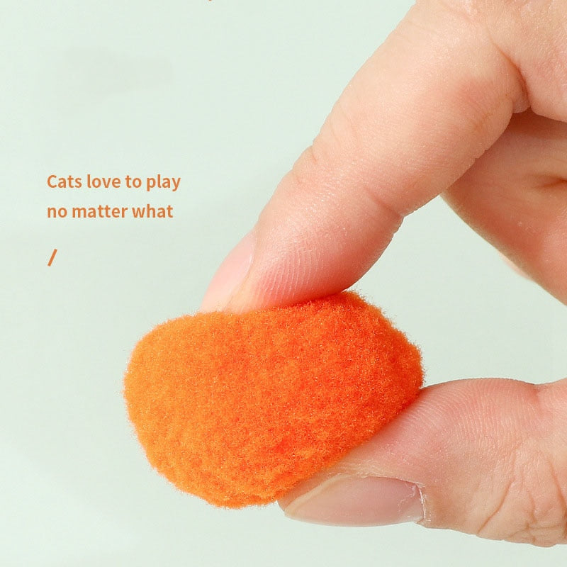 Interactive Launch Training Cat Toys Creative Kittens Mini Pompoms Games Stretch Plush Ball Toys Cat Supplies Pet Accessories