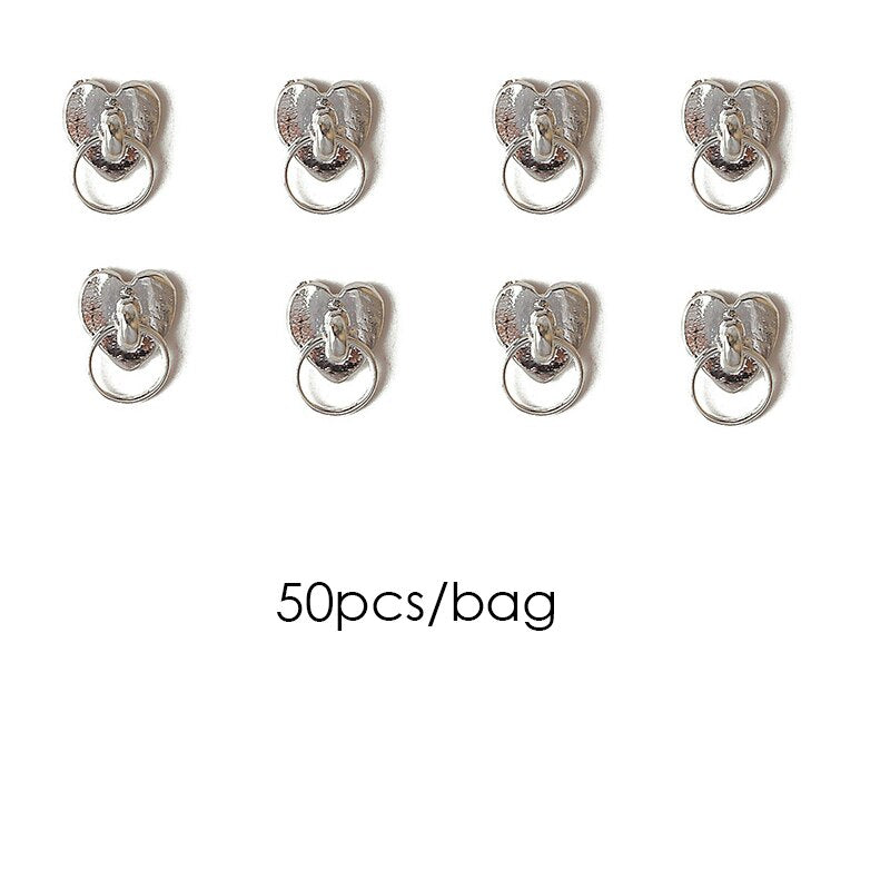 50Pcs 3D Nail Art Punk Silver Pearl Shape Gothic Design Luxury Charms Manicure Tips Rhinestones Decoration