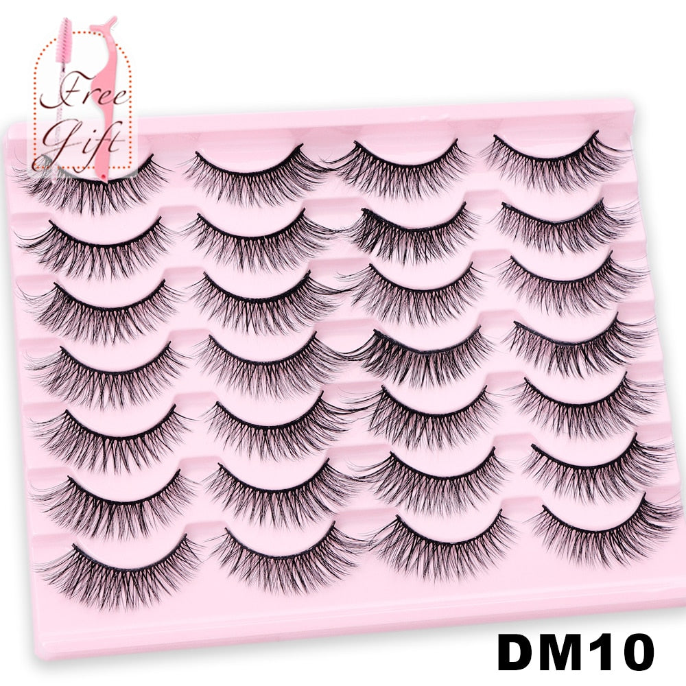 5/10/14Pairs Natural False Eyelashes Dramatic 3D Mink Lashes HandMade Fake Eyelash Extension Reusable Makeup Tool