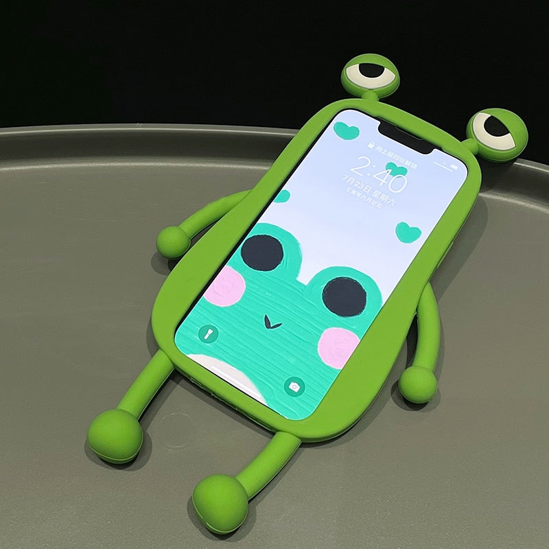 Funny Soft Silicone 3D Frog Phone Case For iPhone 14 13 11 12 Pro Max XS XR X 7 8 Plus SE Cartoon Cute Shockproof Bumper Cover