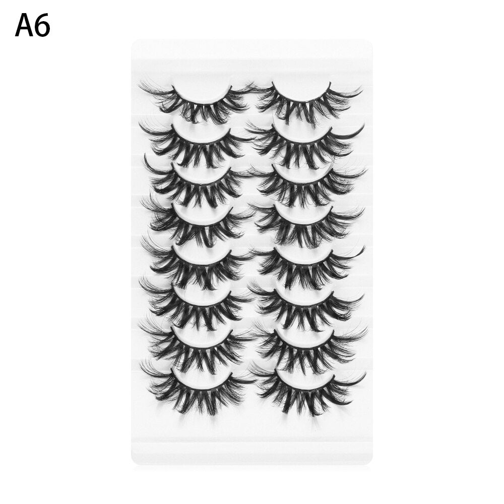 8 Pairs 3D Mink False Eyelashes Mixed Style 100% Mink Hair Wispies Criss-cross Fluffy Eyelashes Volume Handmade Cruelty-free