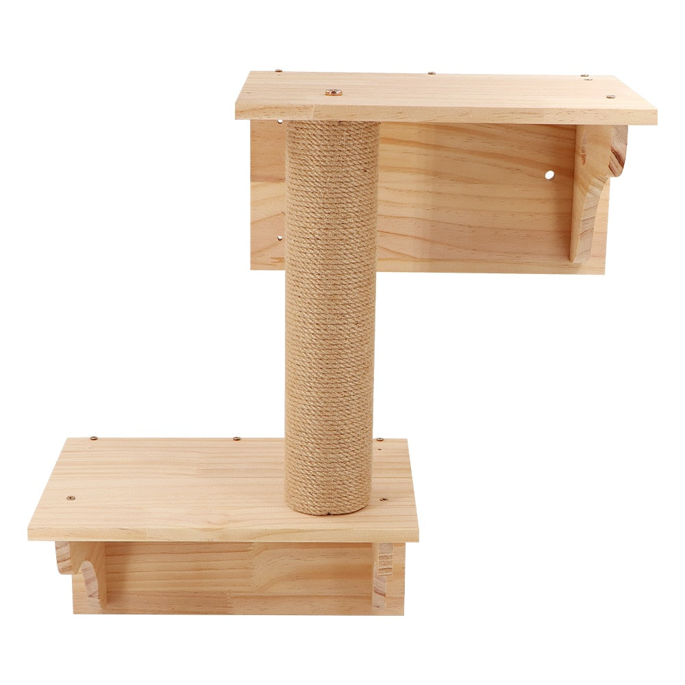 Cat Climbing Wood Frame Wall Mounted Solid Wood Cat Tree Jumping Platform Wall DIY Pet Furniture Kitten Springboard Scratching