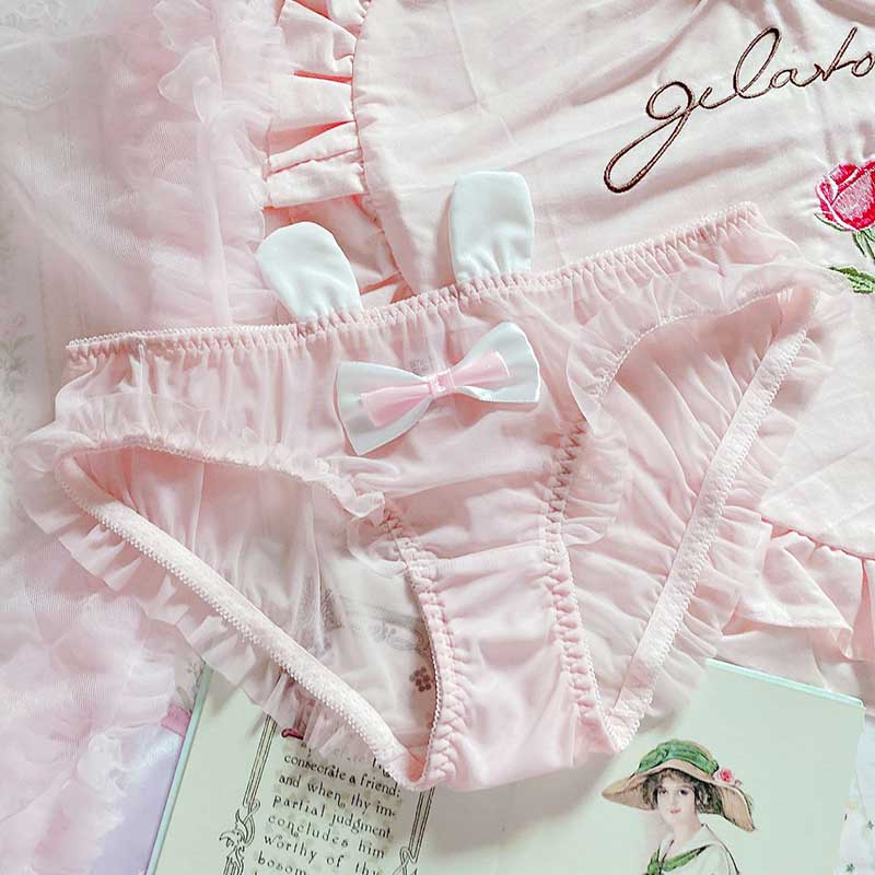 Japanese-Style Soft Girl Thin Transparent Pink Lolita Loli Lace Cute Sexy Underwear