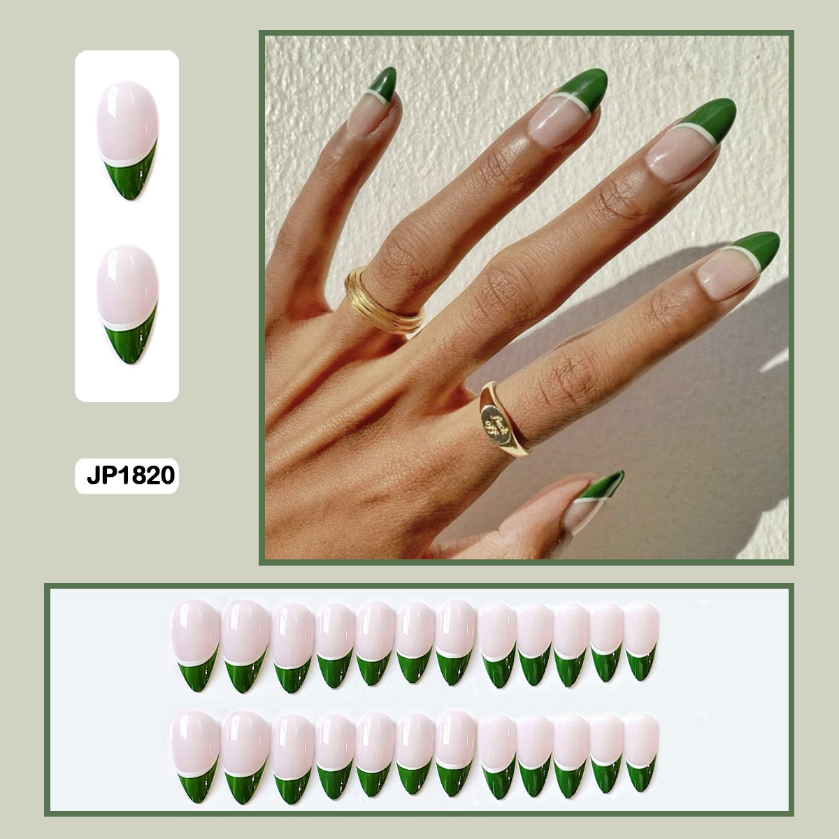 French Mordern stylish Elegant Gold Sliver Edge Line Wearable False Nails