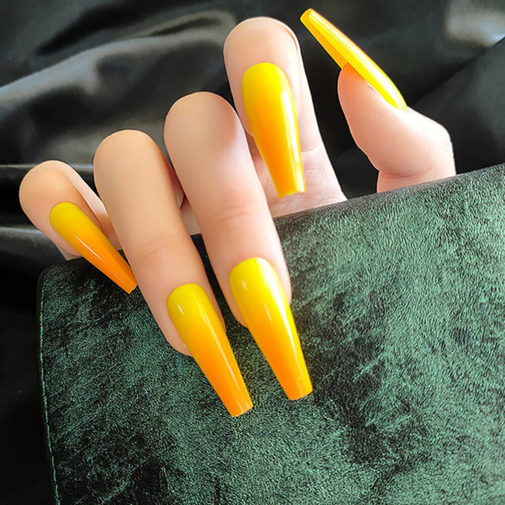 Fake nails with designs coffin artificial nails tips overhead with glue press on nail false nails set nail