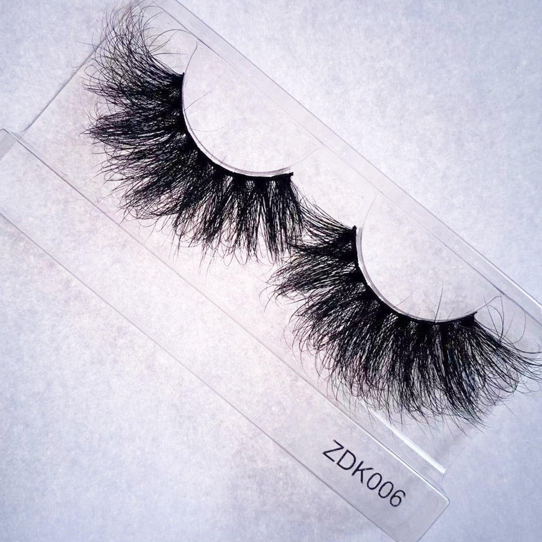 22mm 25mm Super Fluffy Dramatic Real Mink Lashes Wild Curly Eyelash